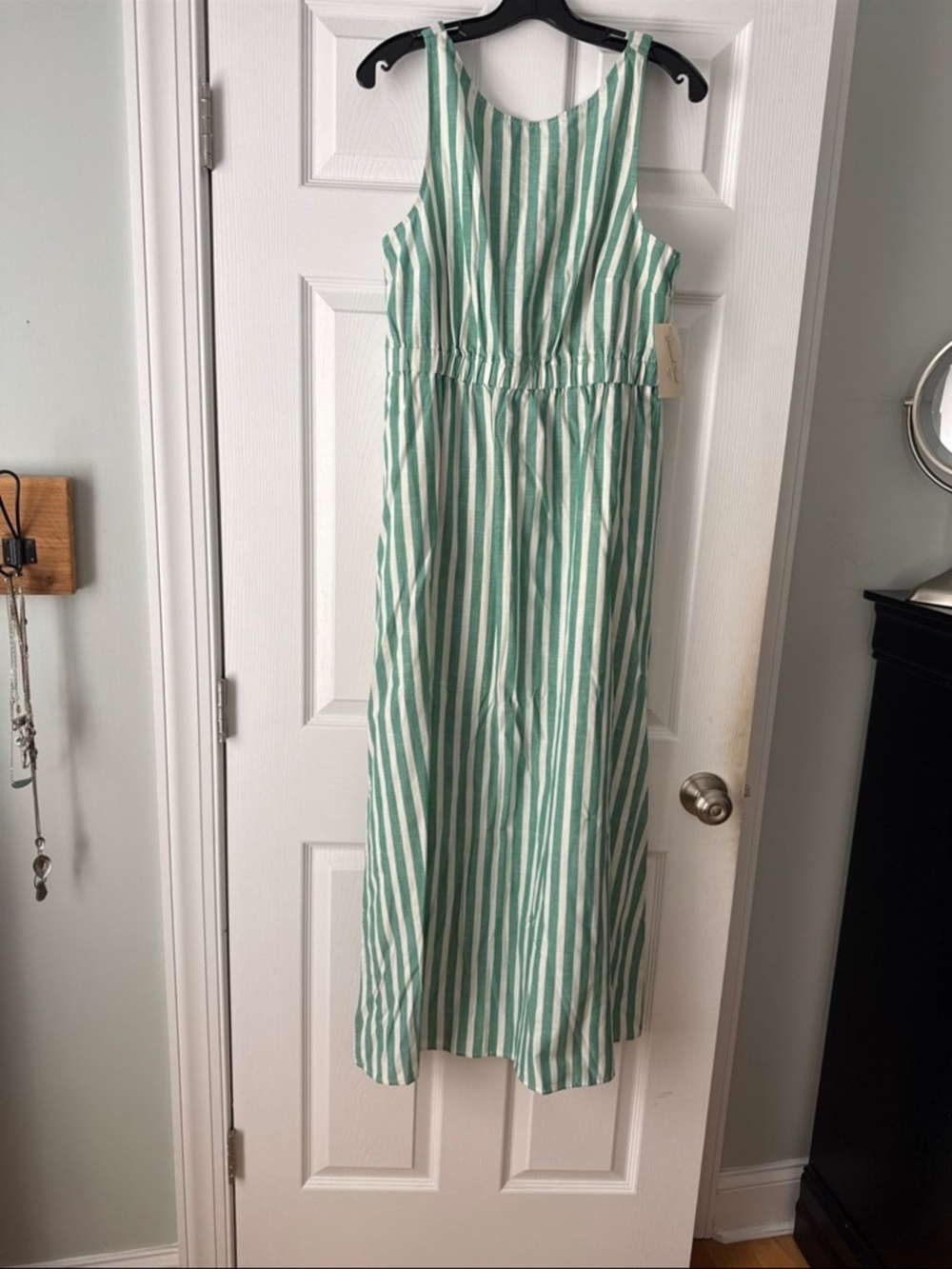 Universal Thread Green and White Striped Sleeveless Dress